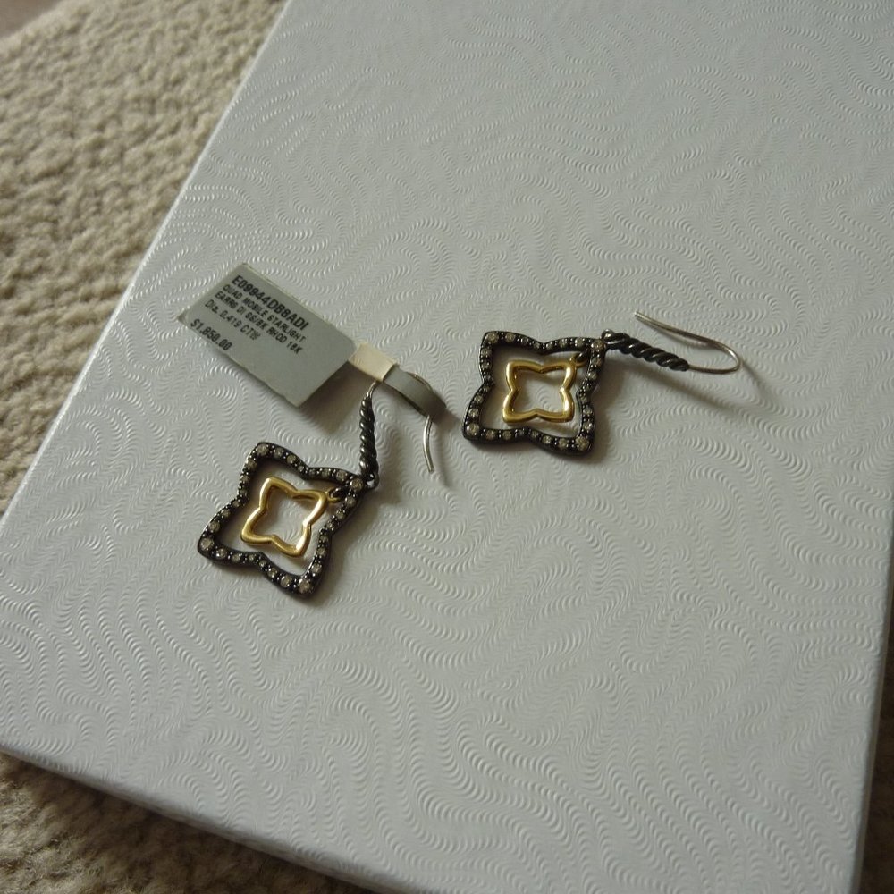 David Yurman 'Quad' Gold/Silver/Diamond Earrings